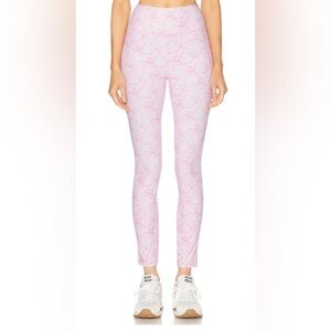 Love Shack Fancy Highland Legging Bow Print Posey Pink Size Extra Small NWT